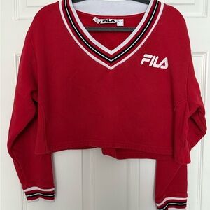 Fila Red V-Neck Sweatshirt